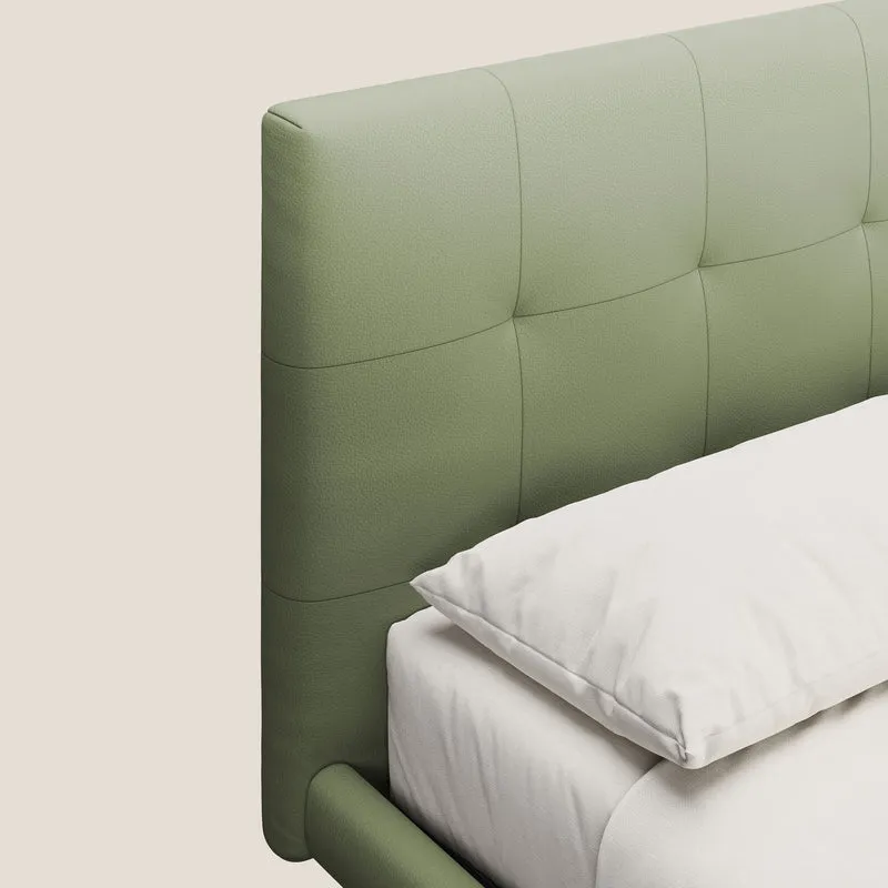 Midori lit rembourré capitonné avec pieds hauts en similicuir T04 vert