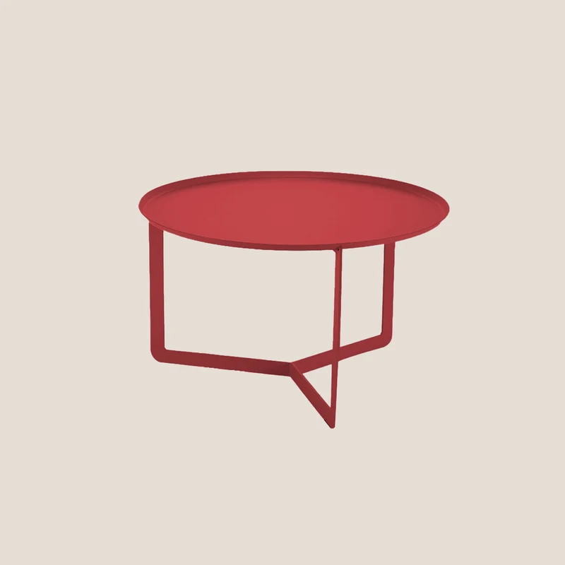 Round Table basse ronde de salon en métal h36 cm rouge dahlia