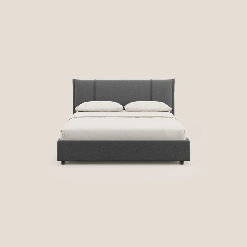Alicia lit rembourré avec coffre de rangement en tissu imperméable T14 gris