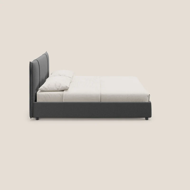 Alicia lit rembourré avec coffre de rangement en tissu imperméable T14 gris
