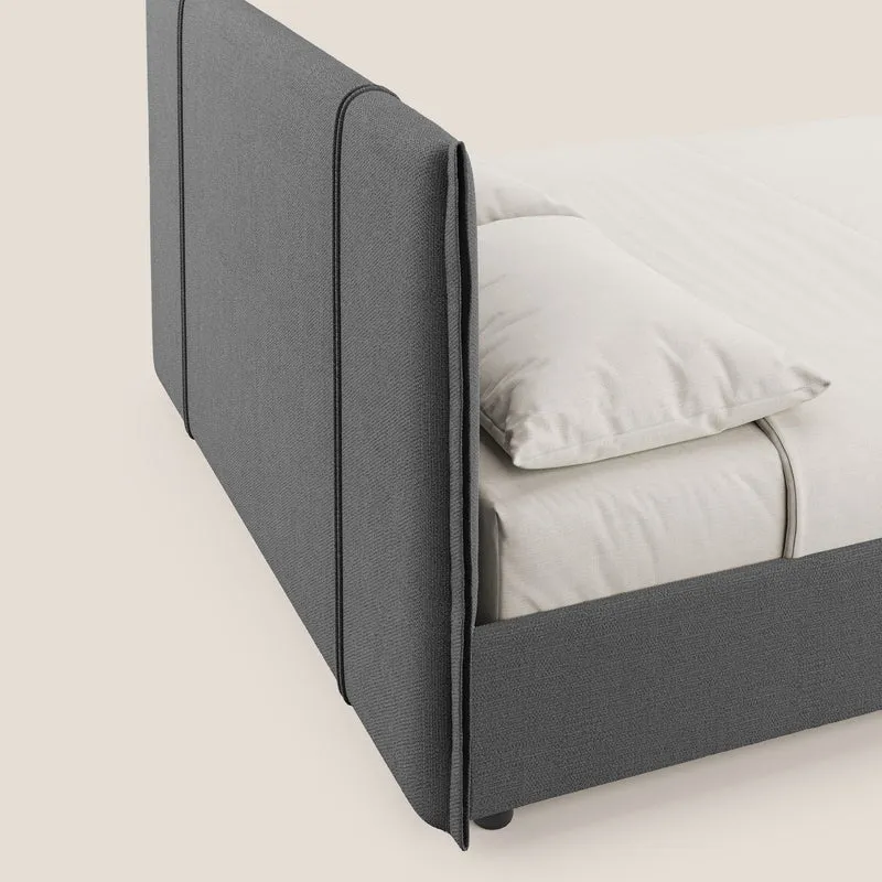 Alicia lit rembourré avec coffre de rangement en tissu imperméable T14 gris