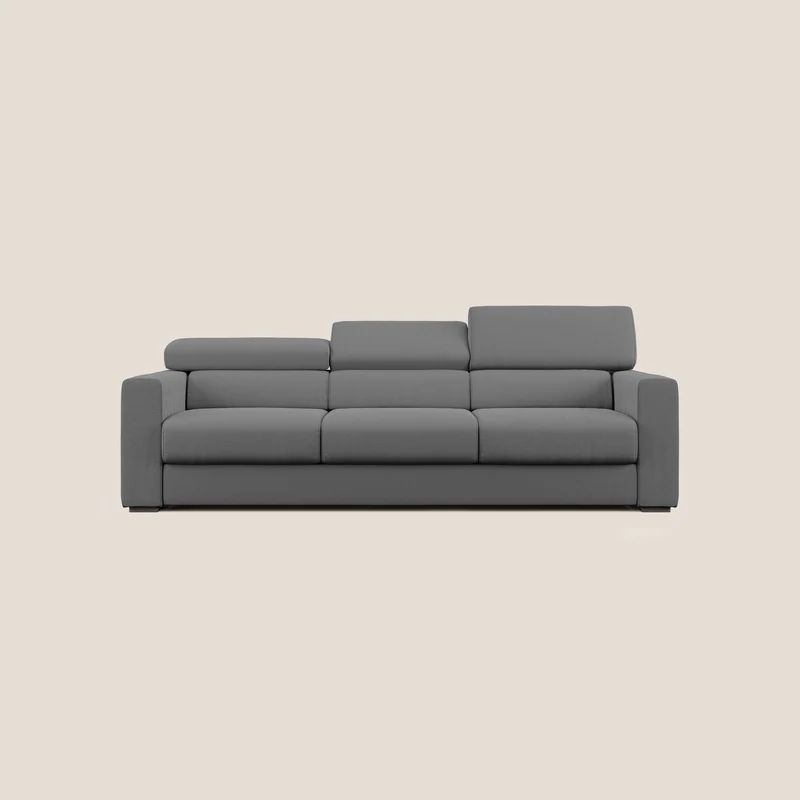Dylan canapé avec pouf extractible à 3 assises en tissu flamme effet coton impermeabile T19 anthracite