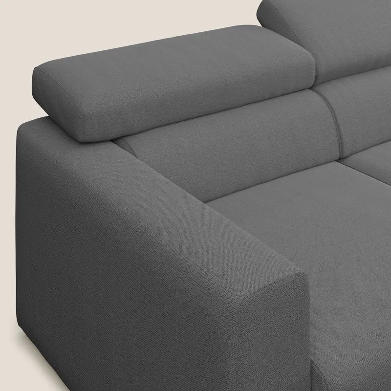 Dylan canapé avec pouf extractible à 3 assises en tissu flamme effet coton impermeabile T19 anthracite