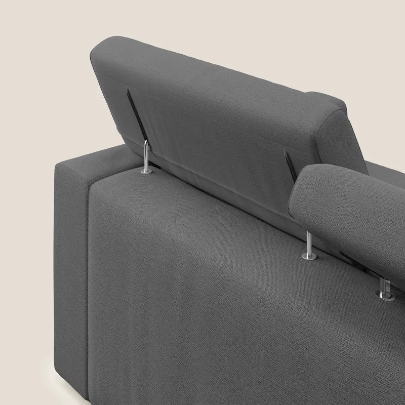 Dylan canapé avec pouf extractible à 3 assises en tissu flamme effet coton impermeabile T19 anthracite
