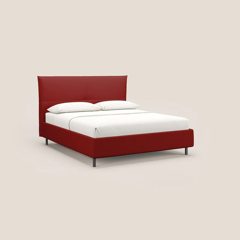 Izumi Lit rembourré avec coffre et pieds hauts en tissu détachable T05 rouge