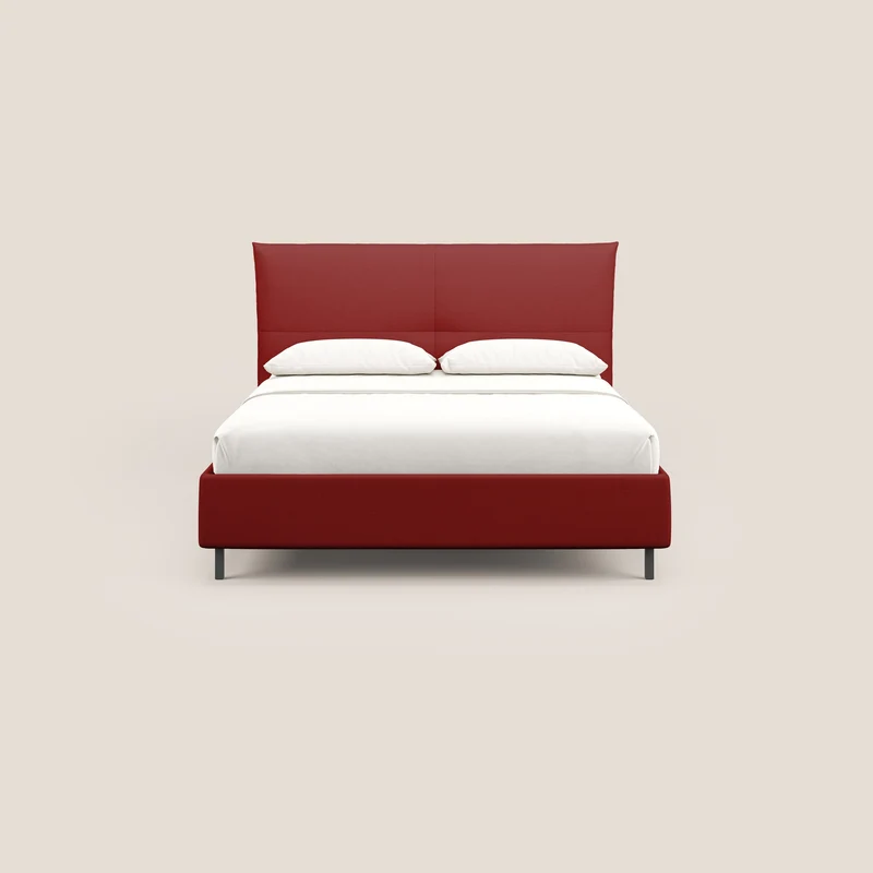 Izumi Lit rembourré avec coffre et pieds hauts en tissu détachable T05 rouge