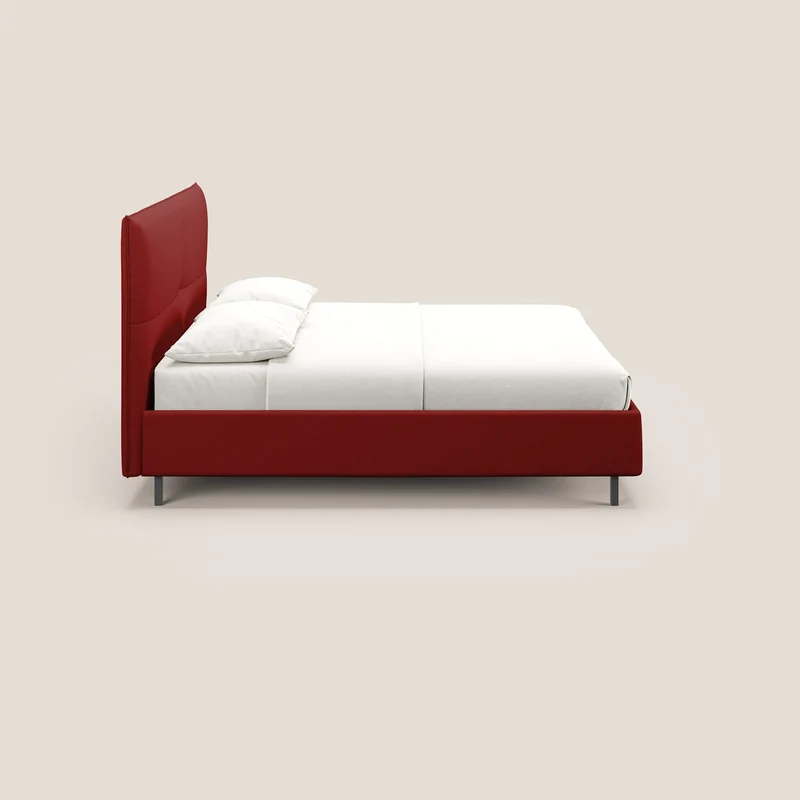 Izumi Lit rembourré avec coffre et pieds hauts en tissu détachable T05 rouge