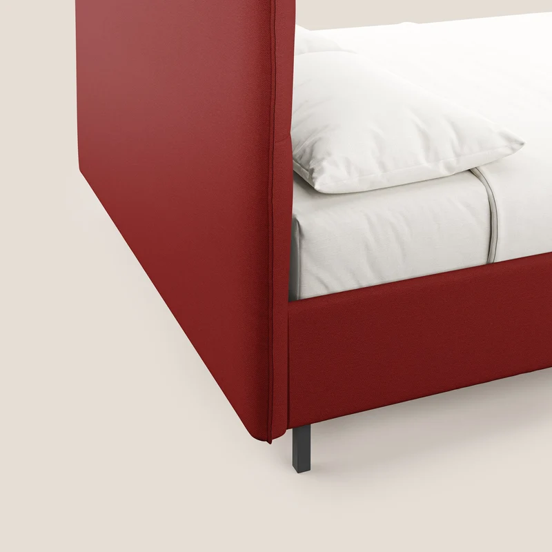 Izumi Lit rembourré avec coffre et pieds hauts en tissu détachable T05 rouge
