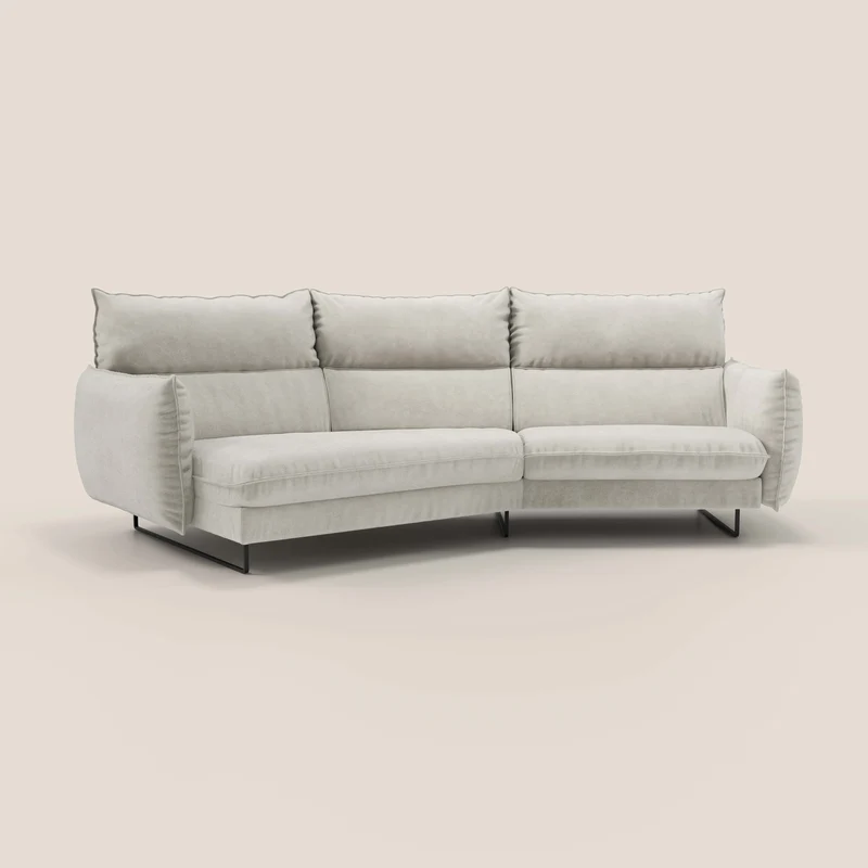 Monamour canapé d'angle au design moderne avec option relax électrique en microfibre détachable imperméable T11 crème