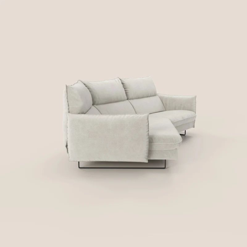 Monamour canapé d'angle au design moderne avec option relax électrique en microfibre détachable imperméable T11 crème