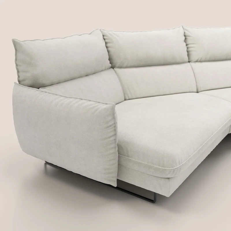 Monamour canapé d'angle au design moderne avec option relax électrique en microfibre détachable imperméable T11 crème