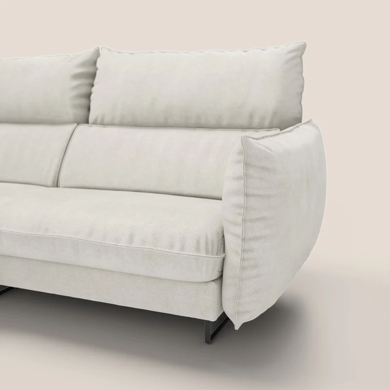 Monamour canapé d'angle au design moderne avec option relax électrique en microfibre détachable imperméable T11 crème