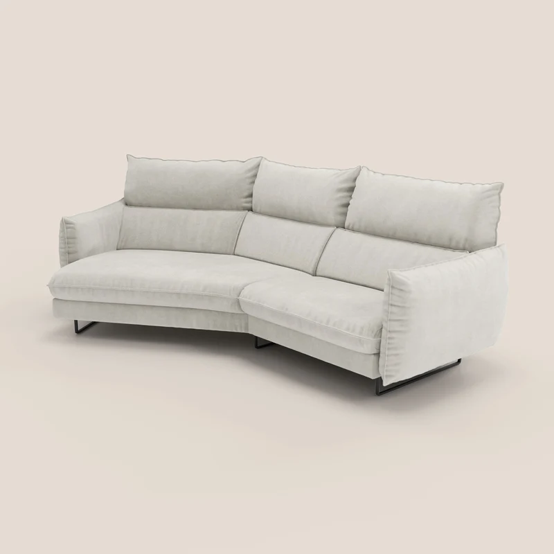 Monamour canapé d'angle au design moderne avec option relax électrique en microfibre détachable imperméable T11 crème