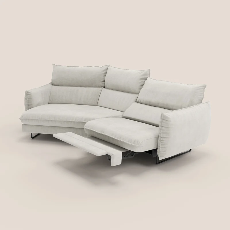 Monamour canapé d'angle au design moderne avec option relax électrique en microfibre détachable imperméable T11 crème