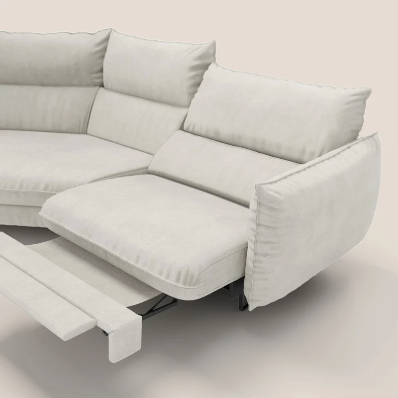 Monamour canapé d'angle au design moderne avec option relax électrique en microfibre détachable imperméable T11 crème