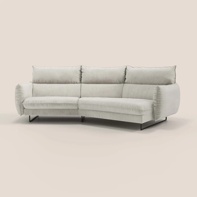 Monamour canapé d'angle au design moderne avec option relax électrique en microfibre détachable imperméable T11 crème