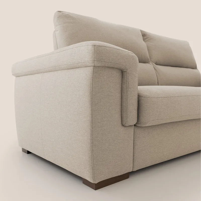 Magnolia canapé convertible avec matelas H 18cm et dossier haut et moelleux en tissu détachable T05 beige