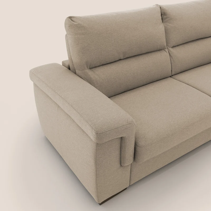 Magnolia canapé convertible avec matelas H 18cm et dossier haut et moelleux en tissu détachable T05 beige