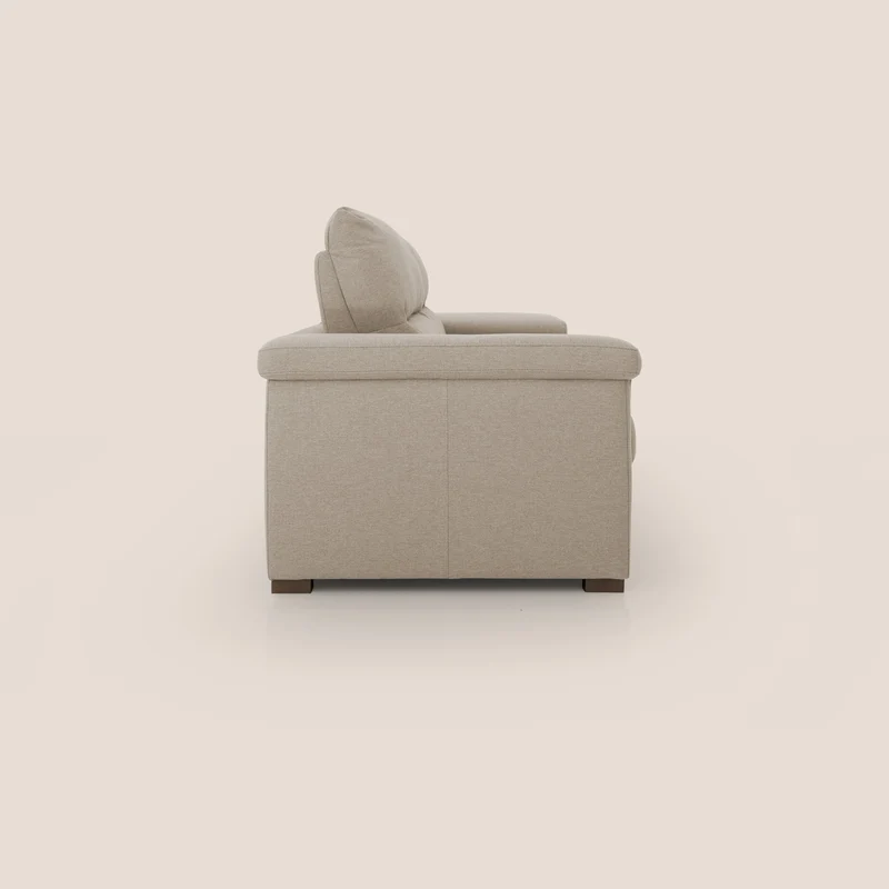 Magnolia canapé convertible avec matelas H 18cm et dossier haut et moelleux en tissu détachable T05 beige