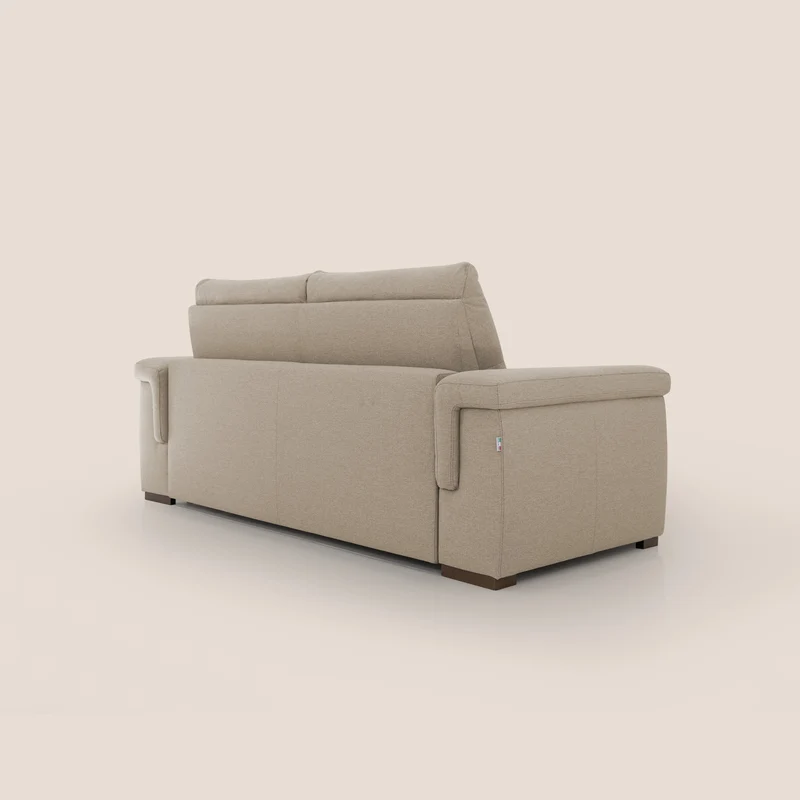 Magnolia canapé convertible avec matelas H 18cm et dossier haut et moelleux en tissu détachable T05 beige