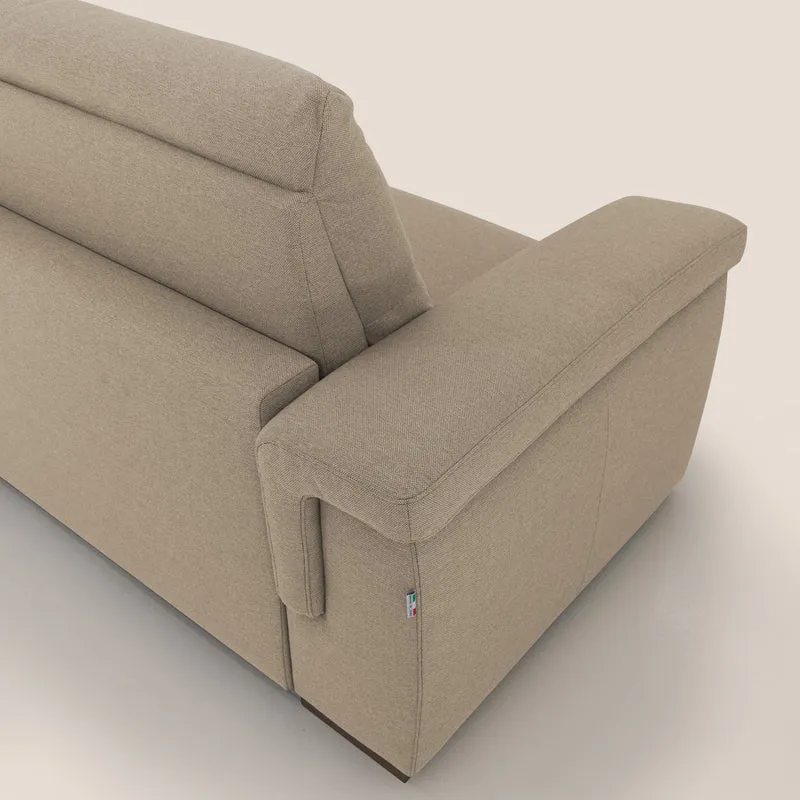 Magnolia canapé convertible avec matelas H 18cm et dossier haut et moelleux en tissu détachable T05 beige