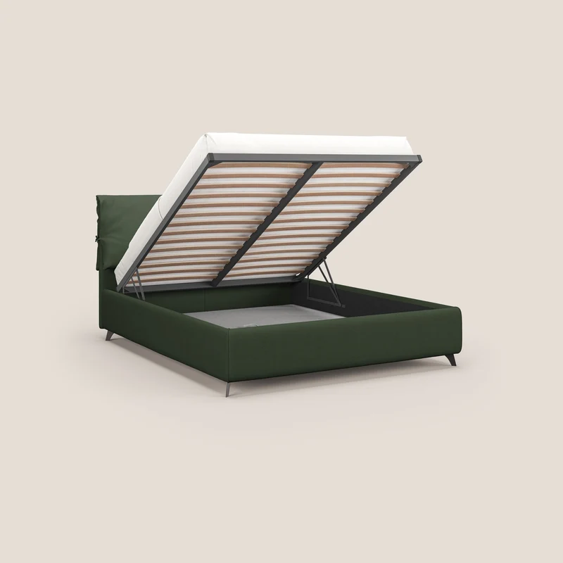 Susan lit rembourré avec coffre complètement déhoussable en microfibre détachable T11 vert