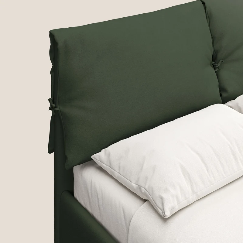 Susan lit rembourré avec coffre complètement déhoussable en microfibre détachable T11 vert