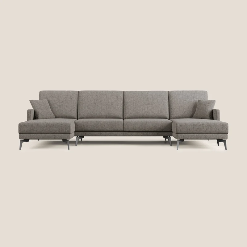 Saturno canapé panoramique moderne en tissu doux imperméable T03 taupe