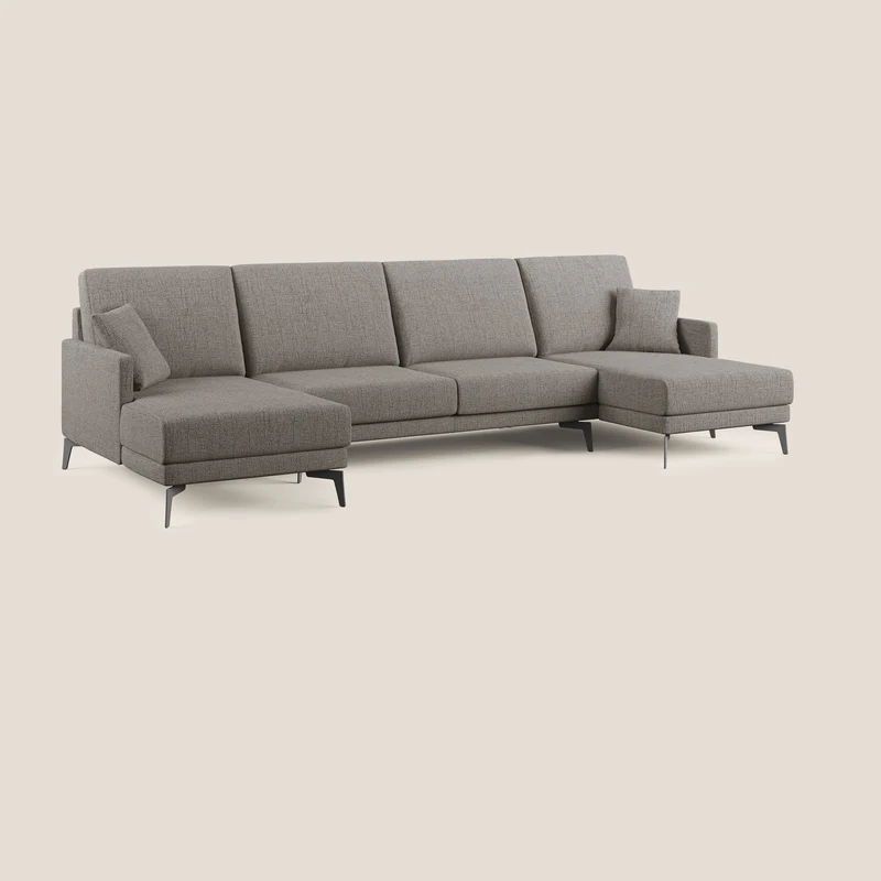 Saturno canapé panoramique moderne en tissu doux imperméable T03 taupe