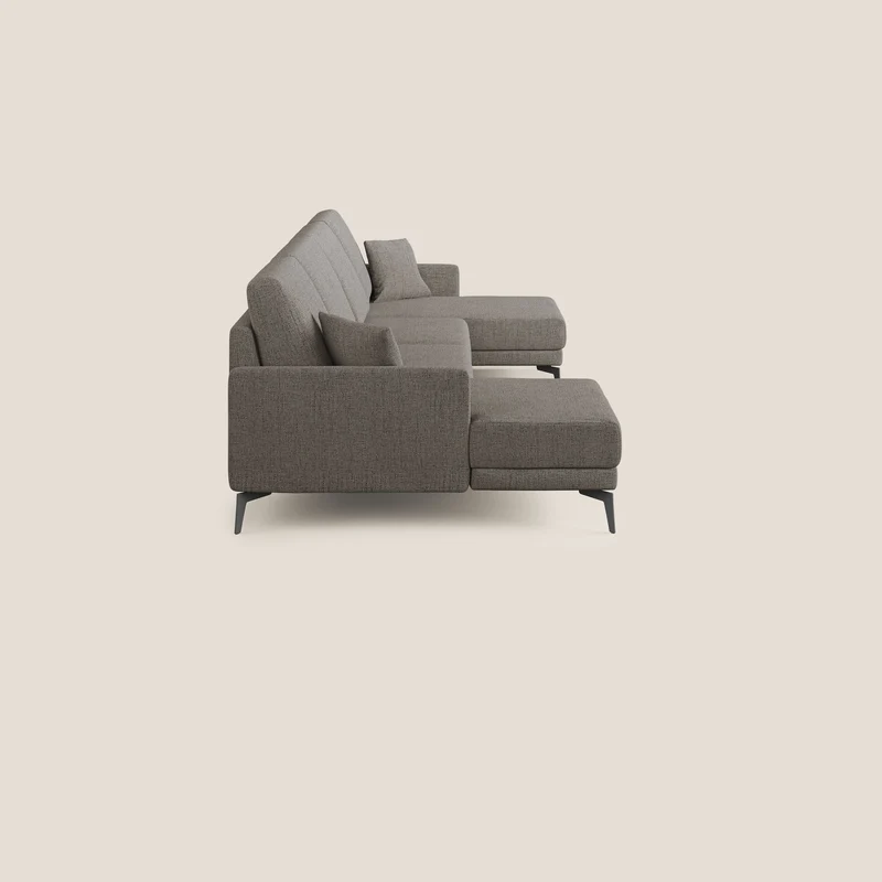 Saturno canapé panoramique moderne en tissu doux imperméable T03 taupe