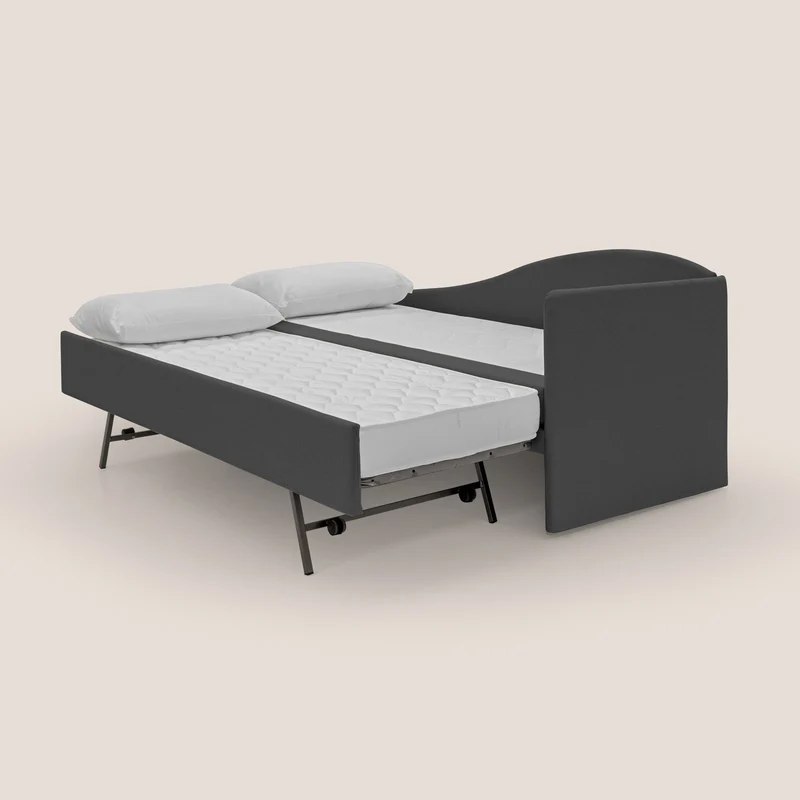 Nolo Canapé duplex avec lits jumeaux et tissu effet coton imperméable T13 anthracite
