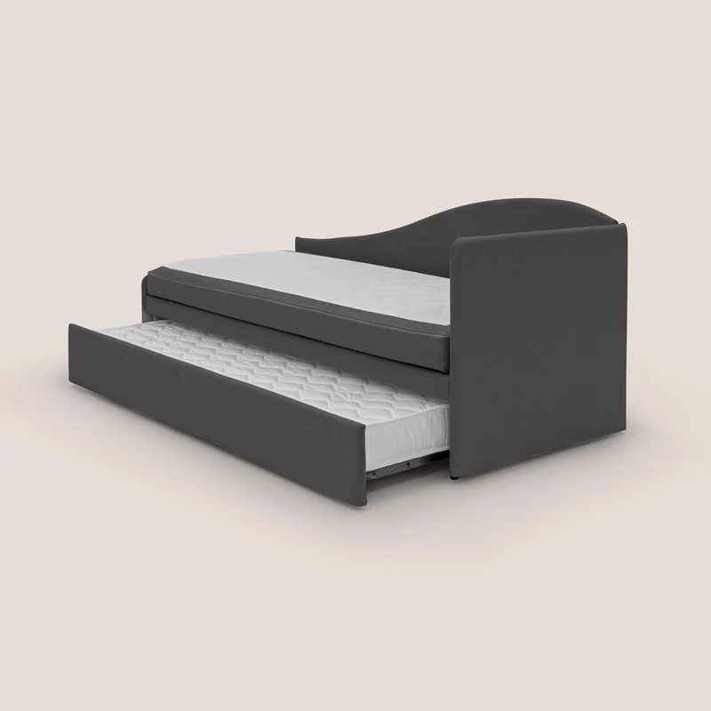 Nolo Canapé duplex avec lits jumeaux et tissu effet coton imperméable T13 anthracite
