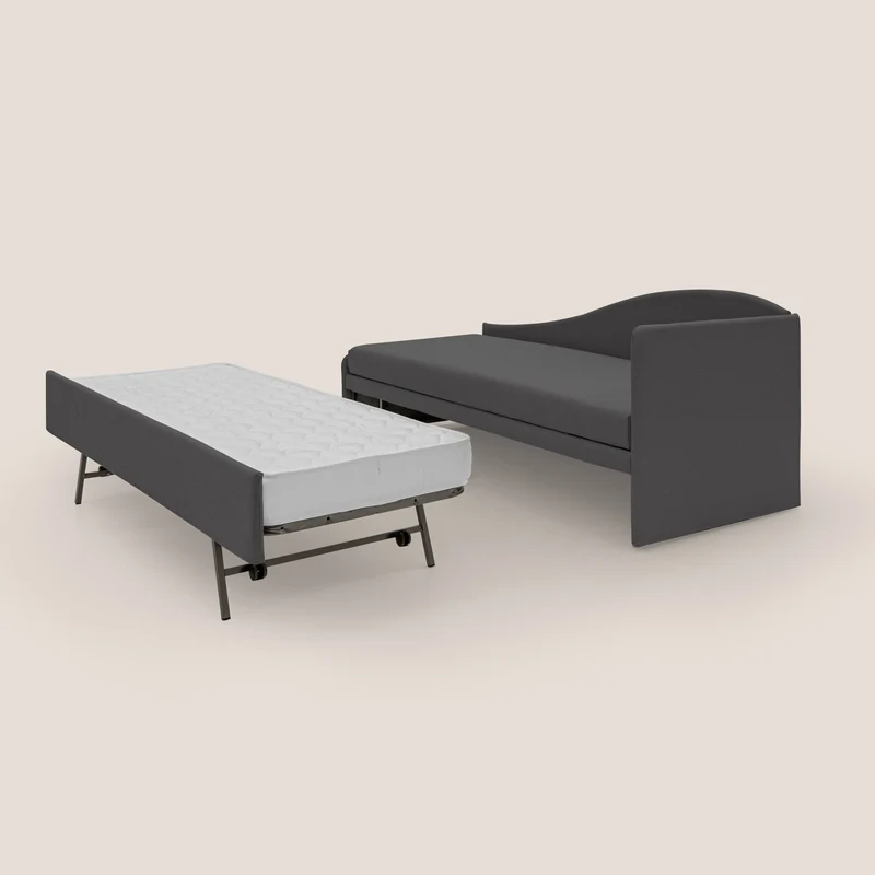 Nolo Canapé duplex avec lits jumeaux et tissu effet coton imperméable T13 anthracite