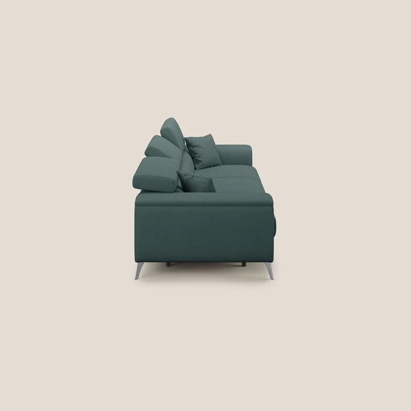 Fusion Canapé avec 3 assises coulissantes en tissu doux antitache T05 vert