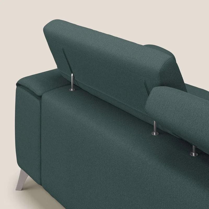 Fusion Canapé avec 3 assises coulissantes en tissu doux antitache T05 vert