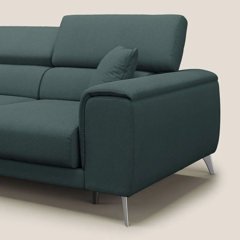 Fusion Canapé avec 3 assises coulissantes en tissu doux antitache T05 vert