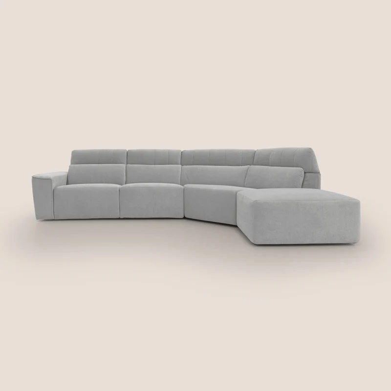 Clark Canapé d'angle avec option relax électrique en tissu imperméable et détachable T17 gris