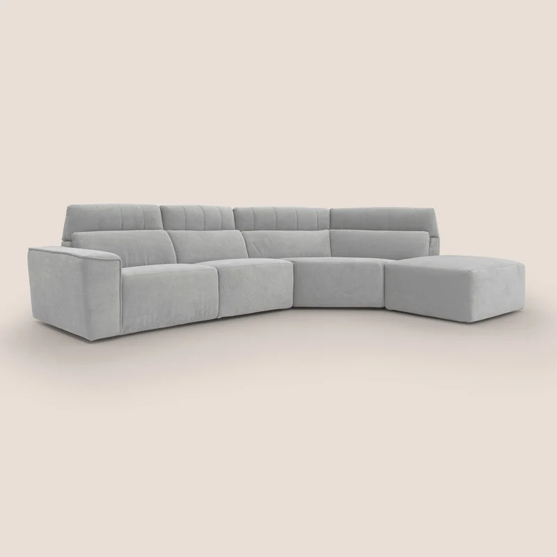 Clark Canapé d'angle avec option relax électrique en tissu imperméable et détachable T17 gris