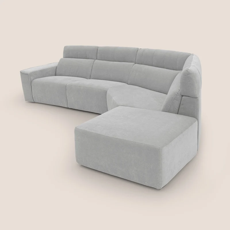 Clark Canapé d'angle avec option relax électrique en tissu imperméable et détachable T17 gris