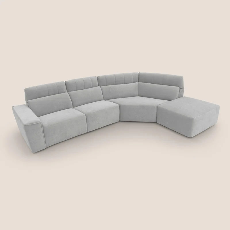 Clark Canapé d'angle avec option relax électrique en tissu imperméable et détachable T17 gris