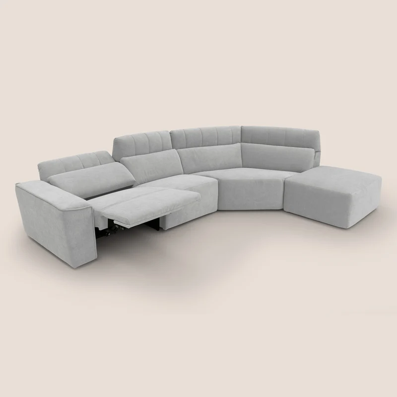 Clark Canapé d'angle avec option relax électrique en tissu imperméable et détachable T17 gris