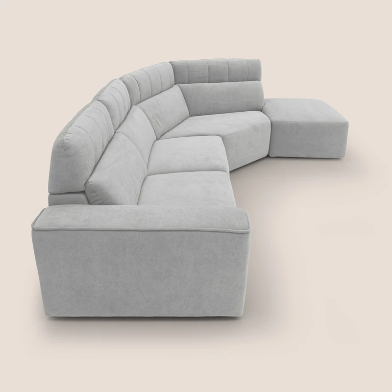 Clark Canapé d'angle avec option relax électrique en tissu imperméable et détachable T17 gris