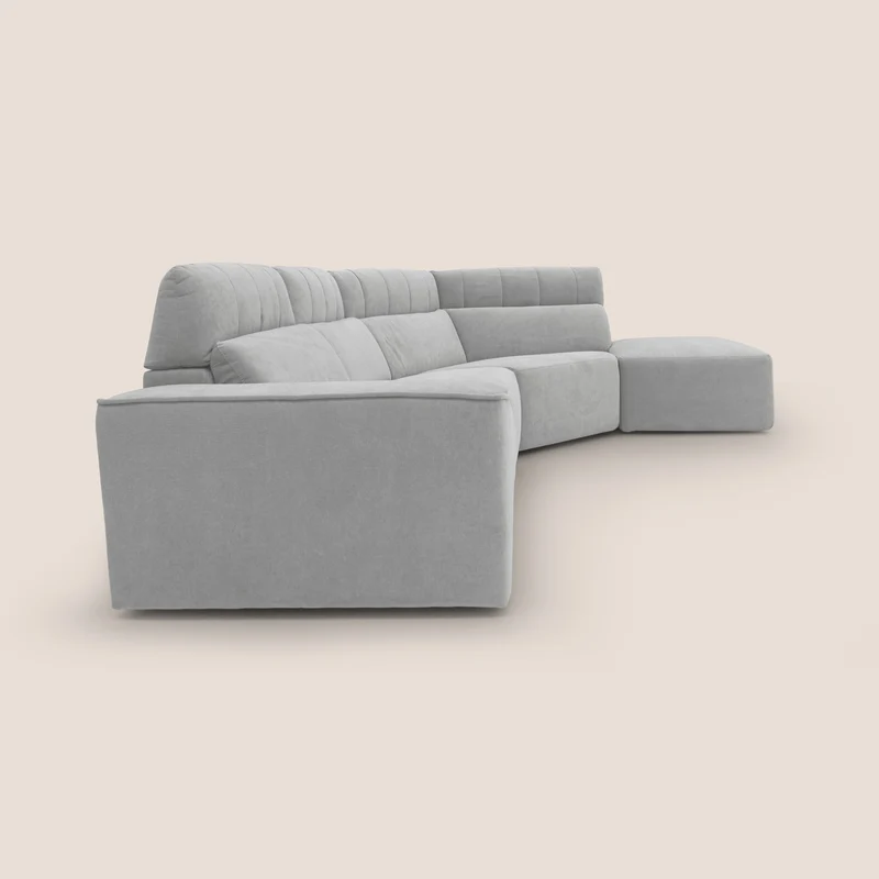 Clark Canapé d'angle avec option relax électrique en tissu imperméable et détachable T17 gris