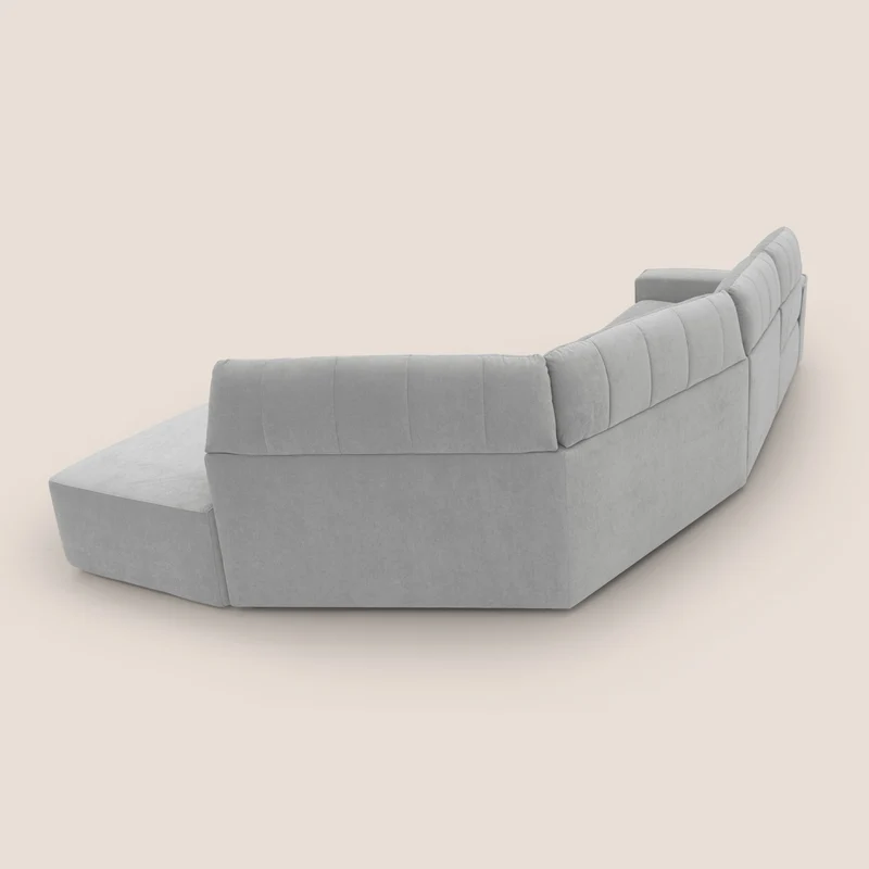 Clark Canapé d'angle avec option relax électrique en tissu imperméable et détachable T17 gris
