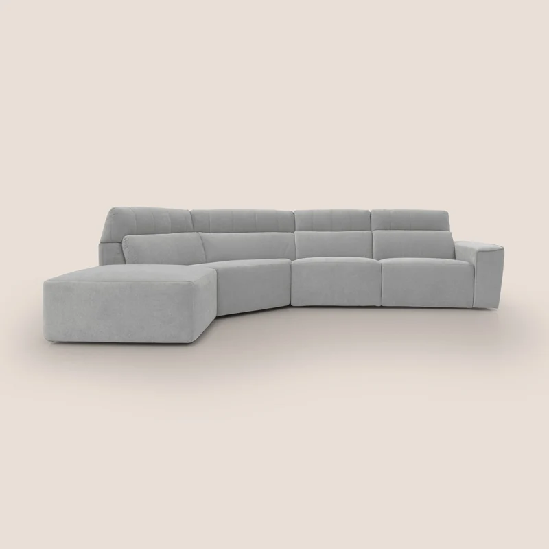 Clark Canapé d'angle avec option relax électrique en tissu imperméable et détachable T17 gris