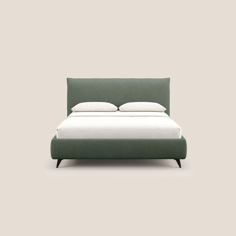 EROS lit rembourré en duvet d'oie avec coffre de rangement en bouclette précieuse détachable T16 vert