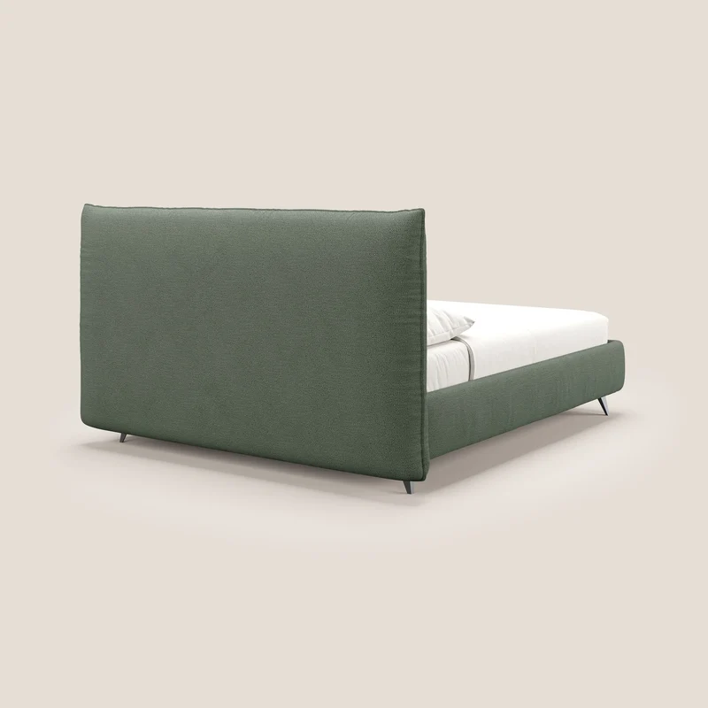 EROS lit rembourré en duvet d'oie avec coffre de rangement en bouclette précieuse détachable T16 vert