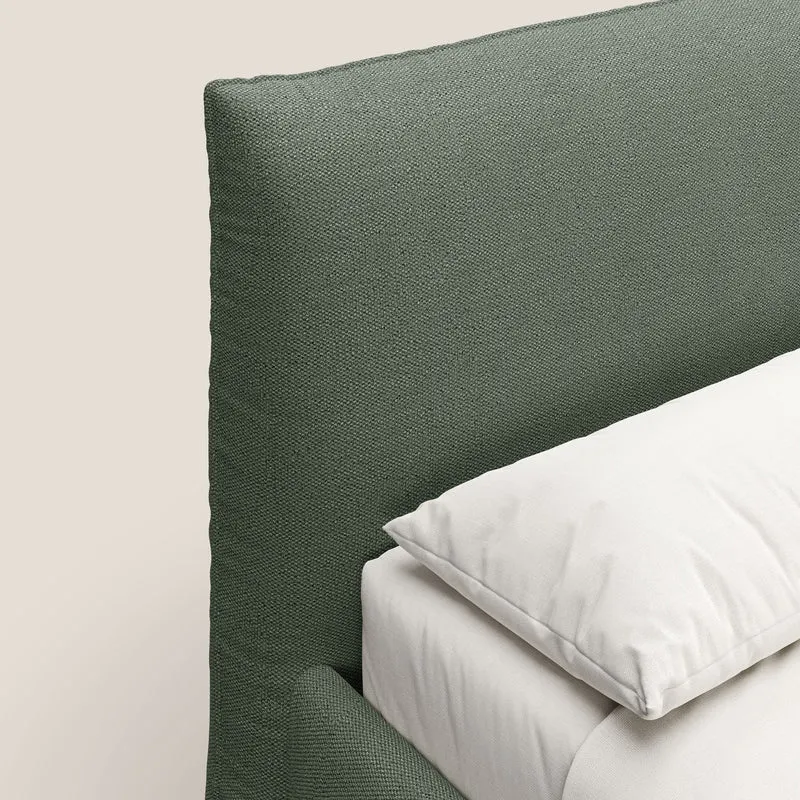 EROS lit rembourré en duvet d'oie avec coffre de rangement en bouclette précieuse détachable T16 vert