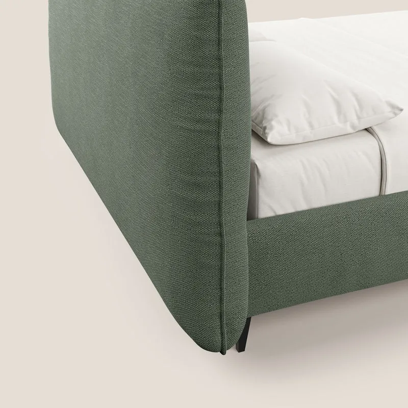 EROS lit rembourré en duvet d'oie avec coffre de rangement en bouclette précieuse détachable T16 vert