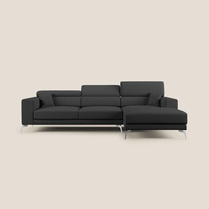 Blade Canapé d'angle avec têtières inclinables en tissu imperméable T13 anthracite